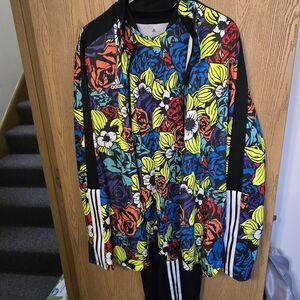 Adidas Colorful Floral Jacket with Black Accents
